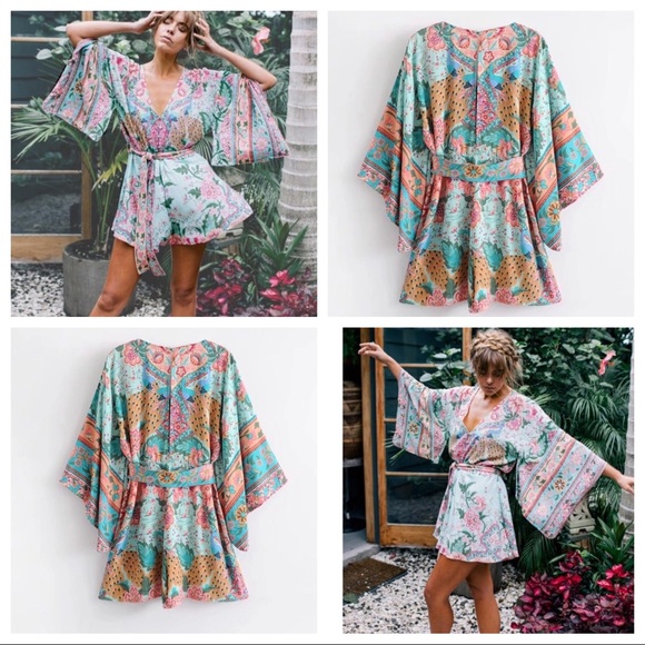 Dresses & Skirts - Jardin Des Plantes Peacock Romper In Turquoise